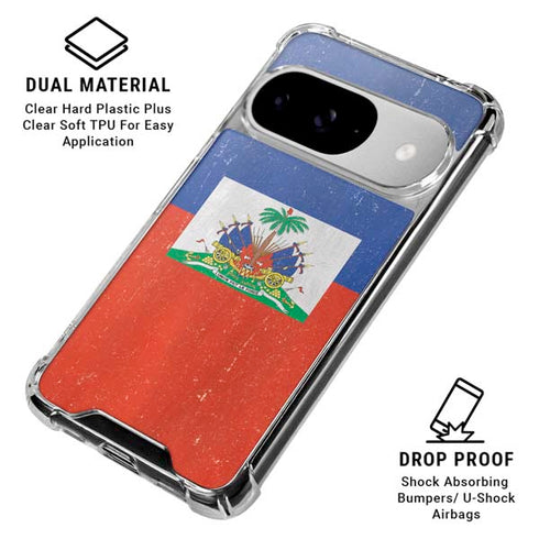 Haitian Flag Distressed Google Pixel 10 Clear Case